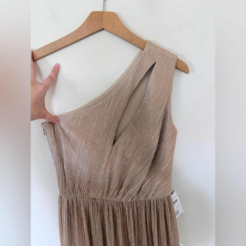 NWT $248 Dress The Population Kienna Metallic One-Shoulder Gown XS READ - Picture 7 of 13